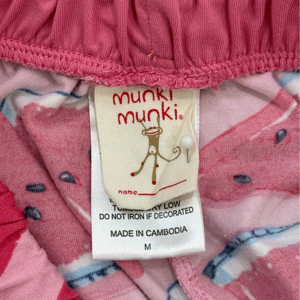 Munki Munki Size M Watermelon Pajama Set Shirt & Capri Pant Pink Lounge Summer - Picture 5 of 11